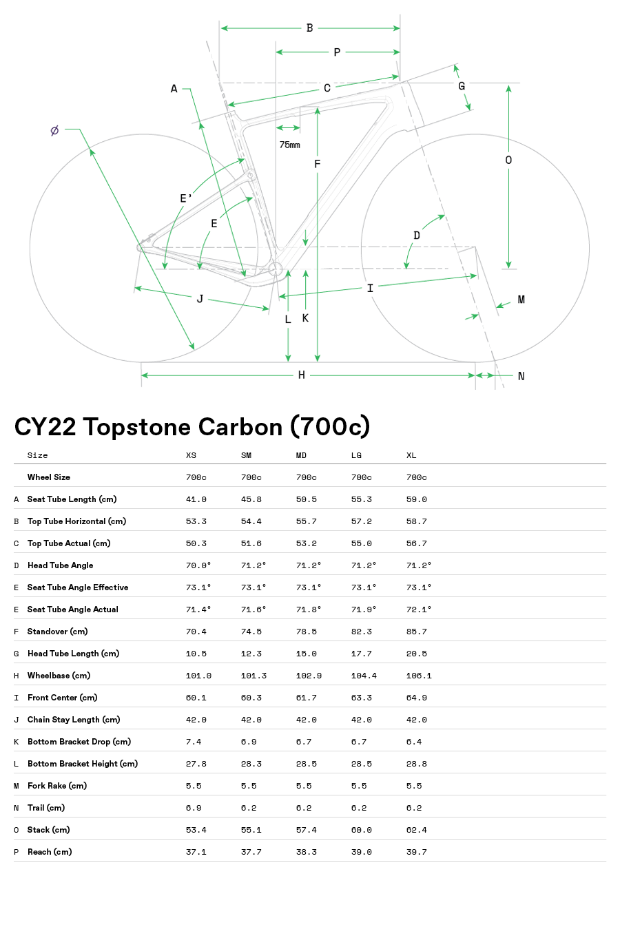 Topstone Carbon Apex AXS - Geometrie