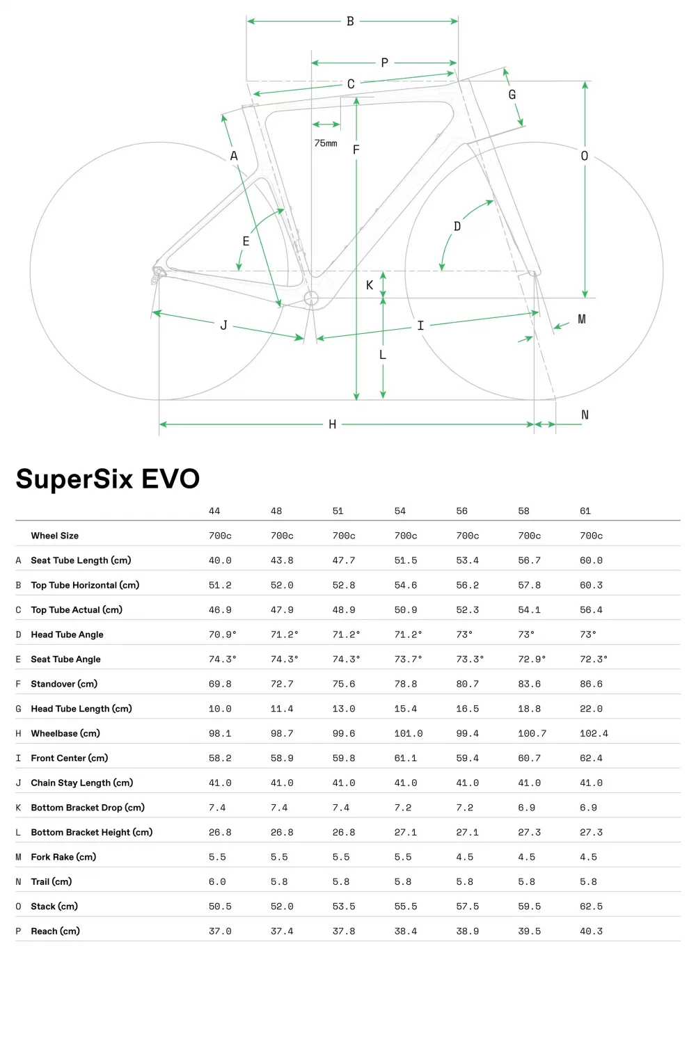 SuperSix EVO LAB71 Team - Geometrie