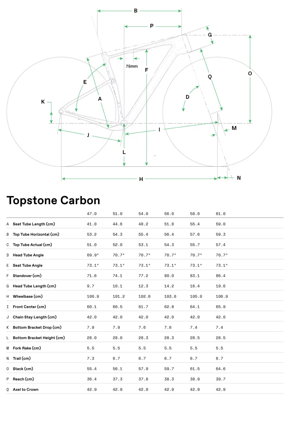 Topstone Carbon LTD Lefty AXS - Geometrie